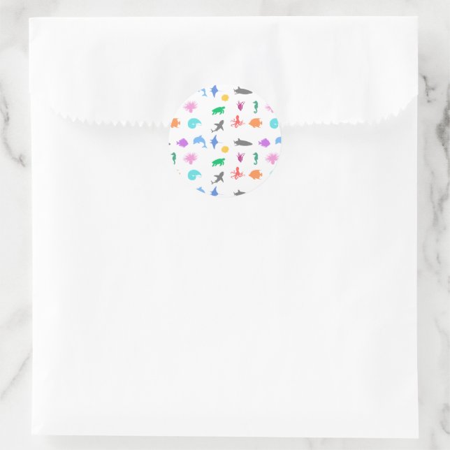 Gemusterte Meerestiere Runder Aufkleber (Tasche)