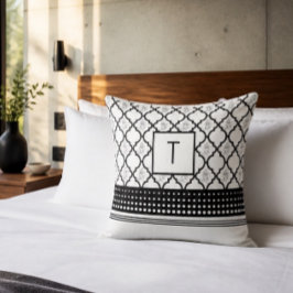 Gemusterte Monogramm Schwarz/Weiß Kissen