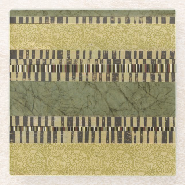 Gemusterte Panel-Malerei Glasuntersetzer (Vorderseite)