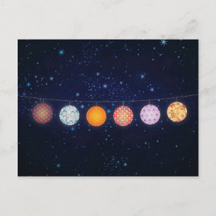 Gemusterte Papierlaternen und Starry Sky Postkarte