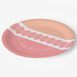 Gemusterte Papierplatte für Pfirsich und Rosa Desi Pappteller