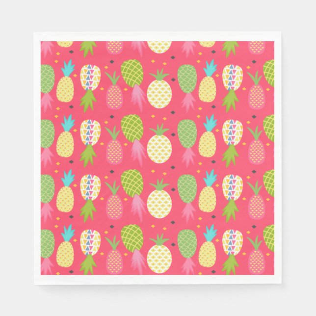 Gemusterte Perlbeere mit bunten Ananas Serviette (Vorderseite)