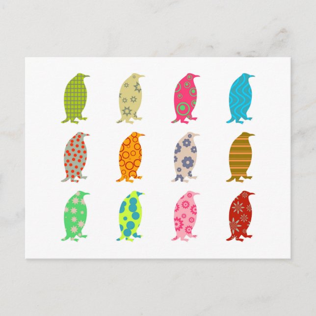 Gemusterte Pinguine Postkarte (Vorderseite)