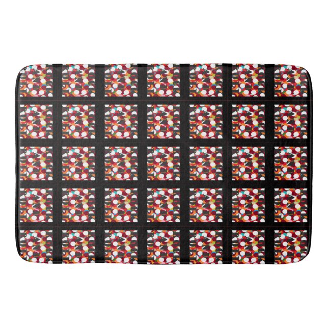 Gemusterte Quadrat-Kunstwerke mit schwarzer Grenze Badematte (Vorderseite)