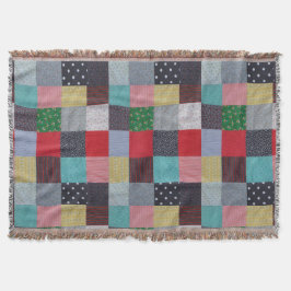 gemusterte Quadrate mit farbenfrohen Vintagen Patc Decke