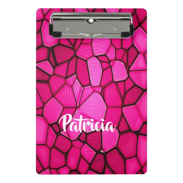 Gemusterte rosa Steinformen Mini Klemmbrett (Vorderseite)