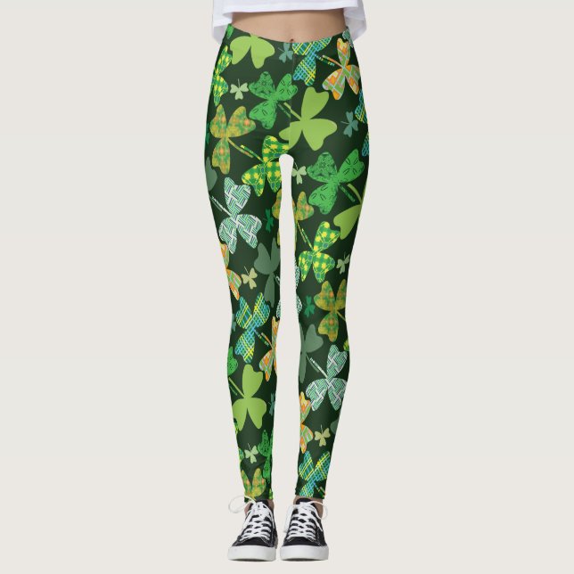 Gemusterte Shamrocks Leggings (Vorderseite)