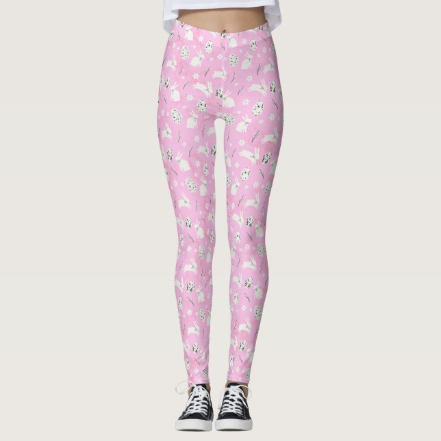 Gemusterte, sonnige rosa Leggings (Vorderseite)