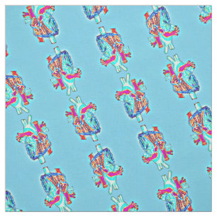 Gemusterte Stoffe aus blauem und neonem anatomisch