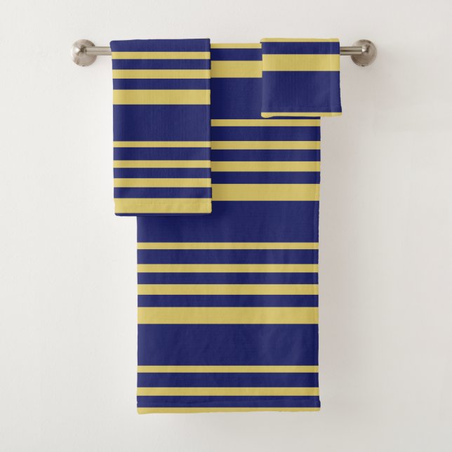 Gemusterte Streifen aus Gold und Marinebarnen Badhandtuch Set (Insitu)