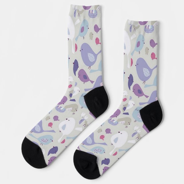Gemusterte Vogelspass-Socken für Vogelliebhaber Socken (Linkes Detail)