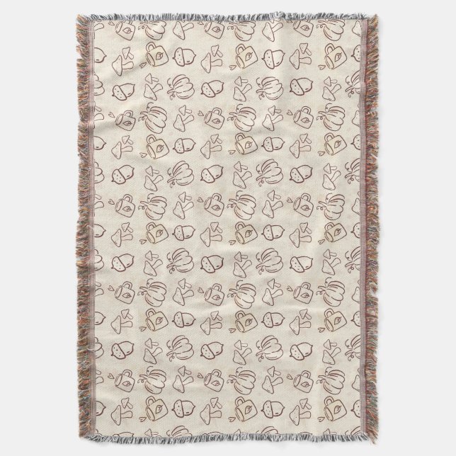 Gemusterte Webdecke "Cozy Autumn Harvest Doodle" B Decke (Vorderseite Vertikal)