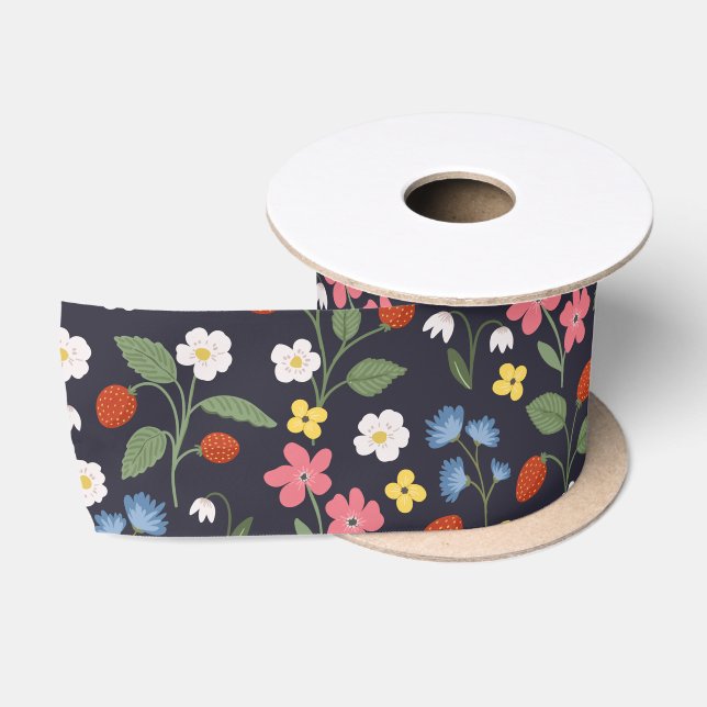 gemusterte Wildbeere Satinband (Spule)