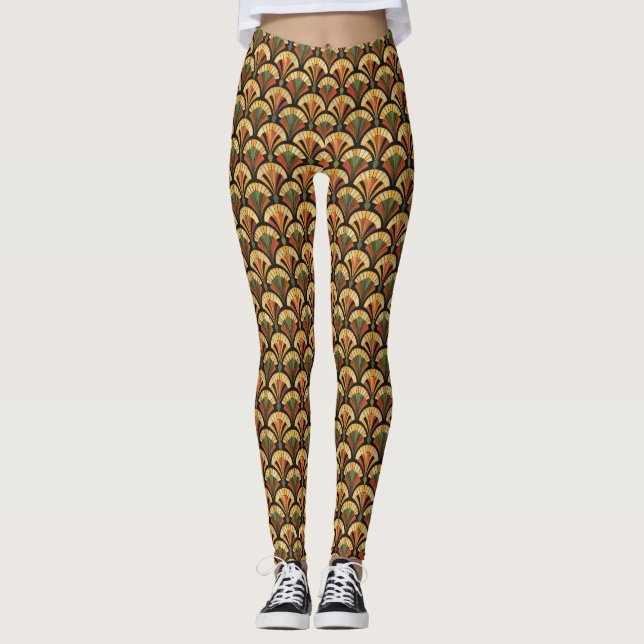 Gemusterter Art-Deco-Ventilator Leggings (Vorderseite)