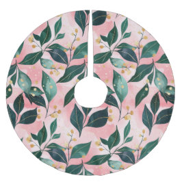 Gemusterter botanischer Winterurlaub Polyester Weihnachtsbaumdecke