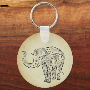Gemusterter Elefant Schlüsselanhänger