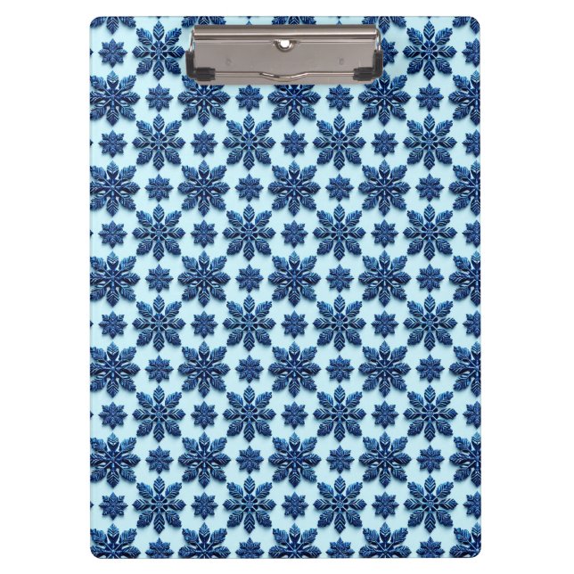 Gemusterter Hintergrund der Blauen Schneeflocke Klemmbrett (Vorderseite)