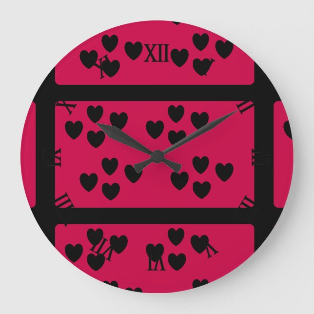 gemusterter Hintergrund Große Wanduhr (Vorderseite)