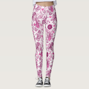 Gemusterter lila und rosa Bird Leggings