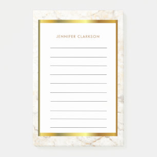 gemusterter Monogramm-Name aus weißem und goldfar Post-it Klebezettel