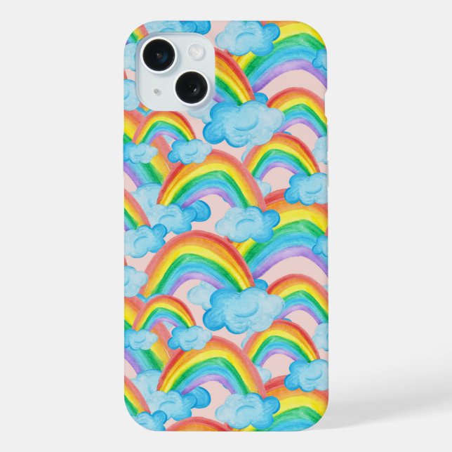 Gemusterter Regenbogen iPhone 15 Plus Hülle (Rückseite)