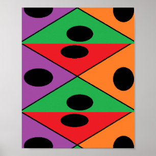 Gemusterter schwarzer Polka-Punkt Poster