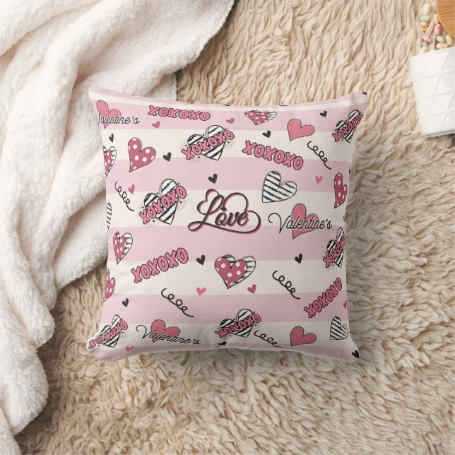 Gemusterter XOXO Valentinstag Kissen (Decke)