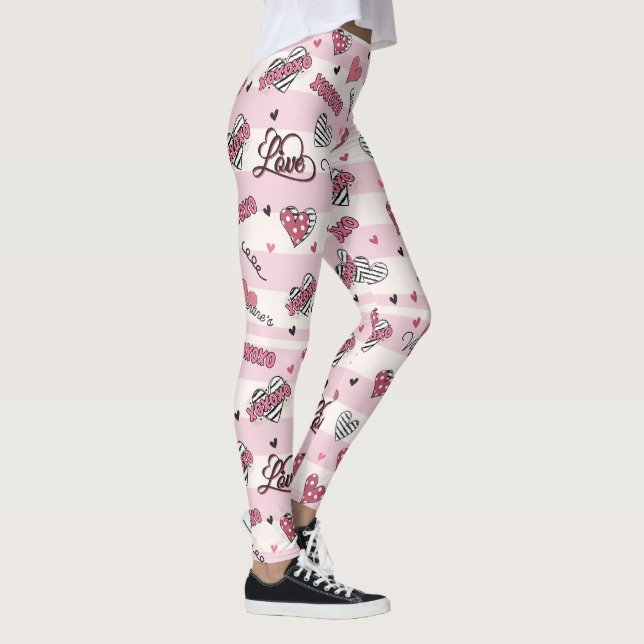 Gemusterter XOXO Valentinstag Leggings (Rechts)