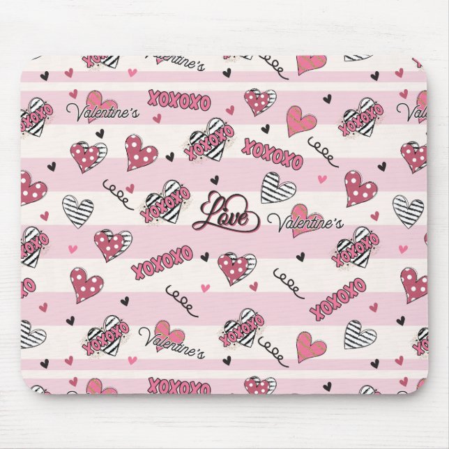 Gemusterter XOXO Valentinstag Mousepad (Vorne)