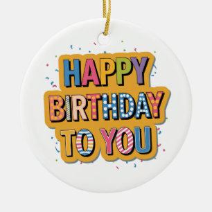 Gemustertes Alles Gute zum Geburtstag Keramik Ornament