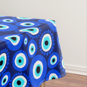 Gemustertes blaues Evil Lucky Charm Tischdecke