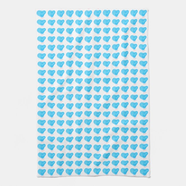Gemustertes blaues Herz Handtuch (Vertikal)