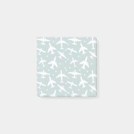 Gemustertes blaues und weißes Flugzeug Post-it Klebezettel