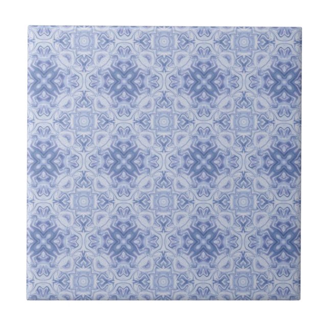 Gemustertes blaues und weißes Tile Fliese (Vorderseite)