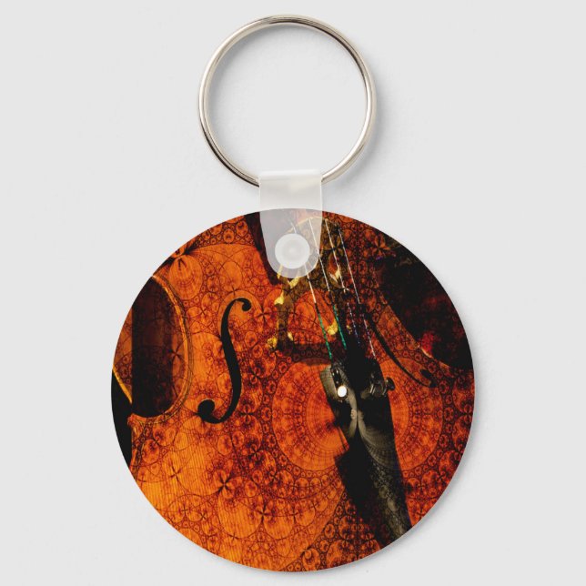 Gemustertes Cello-Design Schlüsselanhänger (Vorderseite)