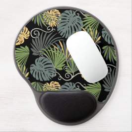 Gemustertes dunkelgrünes Blatt Pflanze Design Mous Gel Mousepad