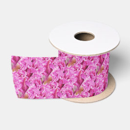 Gemustertes Farbband mit rosa Orchideen Satinband