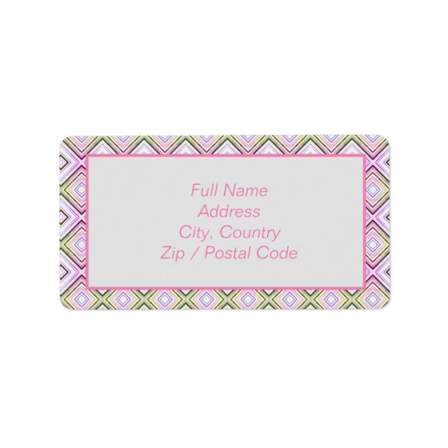 Gemustertes Graurosa und Limones Adressetikett (Vorne)