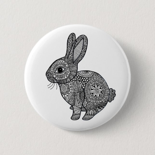 Gemustertes Häschen-Kaninchen-Button-Abzeichen Button (Vorderseite)
