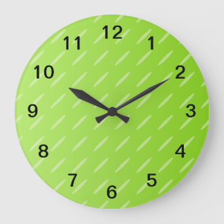 Gemustertes Hintergrunddesign mit heller Kalkgrün. Große Wanduhr