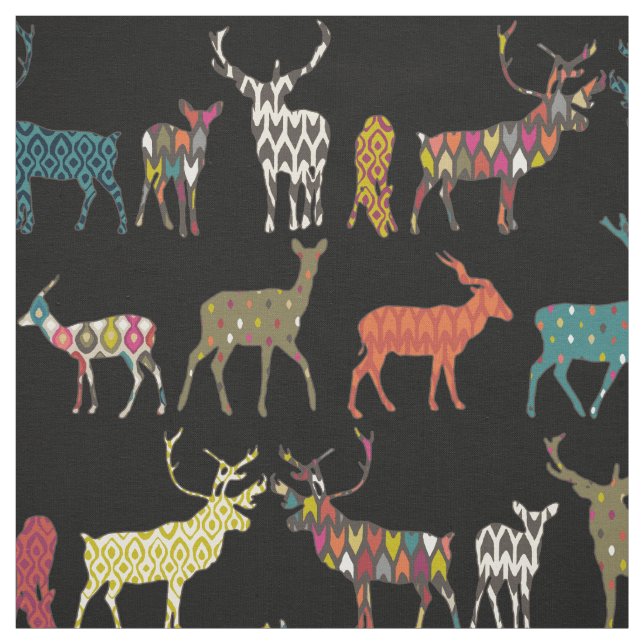 gemustertes Hirschschwarz Stoff (Muster)