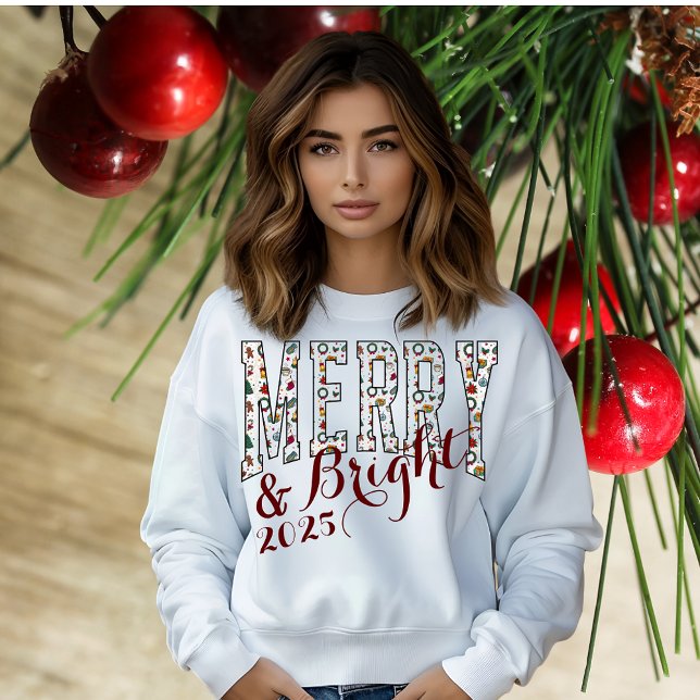 Gemustertes Merry & Bright Christmas Sweatshirt (Von Creator hochgeladen)