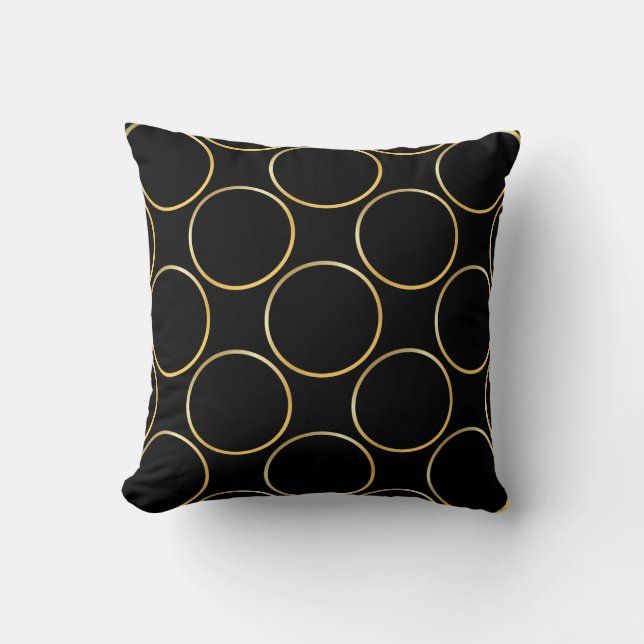 Gemustertes, modernes Schwarz-Gold-Template Kissen (Vorderseite)