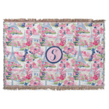 Gemustertes Monogramm Rosa und Blau Paris