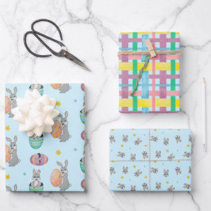 gemustertes Osterbold und Ei Geschenkpapier Set