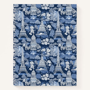 Gemustertes Pariser Blautoilette Notizbuch