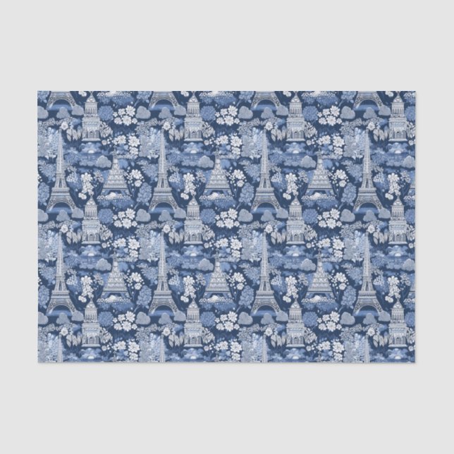Gemustertes Pariser Blautoilette Seidenpapier (Vorderseite)