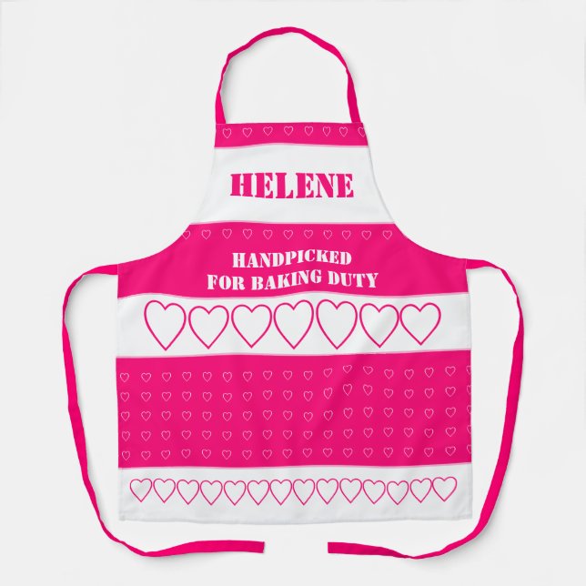 Gemustertes rosa Herz Schürze (Vorderseite)