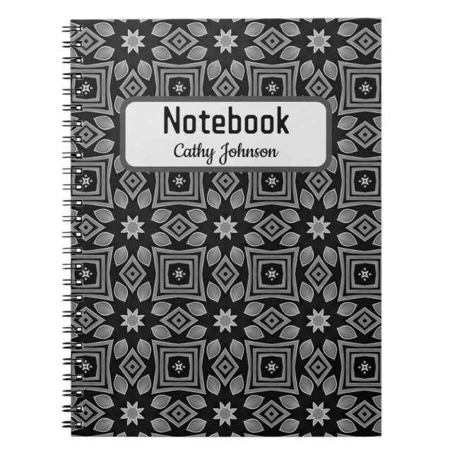 Gemustertes Schwarz-Grau-Notebook Notizblock (Vorderseite)