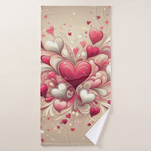 gemustertes Valentinherz Badehandtuch (Badehandtuch)
